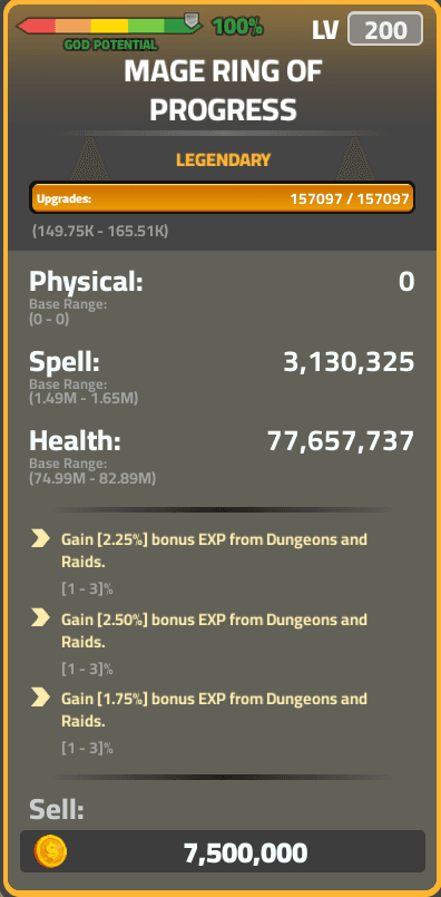 Ring Exp Mage Legend 6.5%