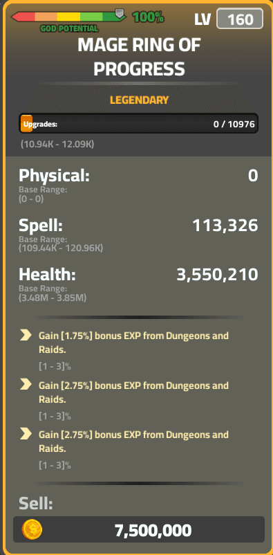 Ring Exp Mage Legend 7.25%