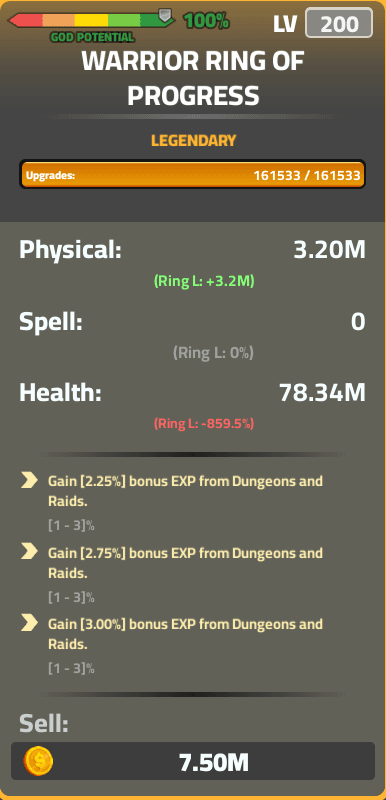 War ring Exp Legend